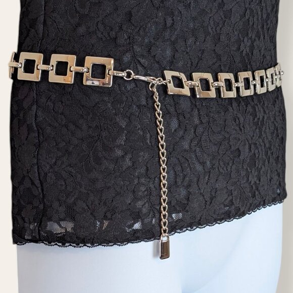 (2/$20) Vintage Square Metal Link Belt - Picture 4 of 6